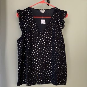Navy and gold dot blouse